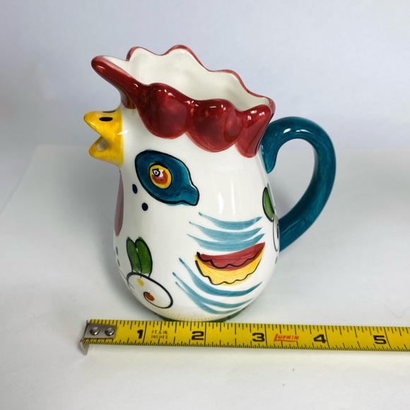Vintage Clay Art Mosaic Rooster Cream Pitcher And Sugar Bowl Hand painted  Fun - Picture 7 of 10